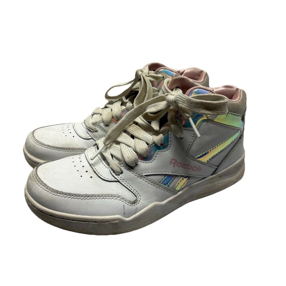 Girls Size 4 Shoes White Pink Reebok BB4500 Basketball Court Sports